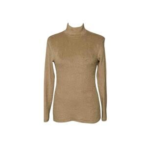 United Colors of Benetton Turtleneck Sweater S Tan Eyelash Long Sleeve Pullover